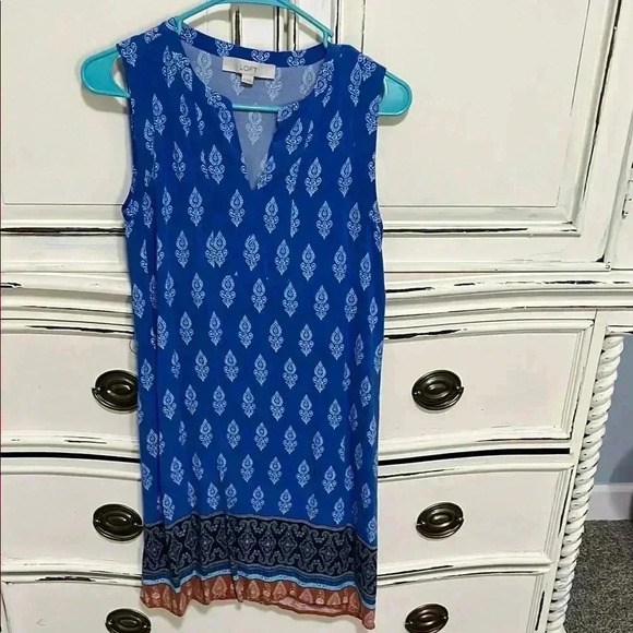 LOFT Blue Sleeveless Dress - Picture 1 of 4